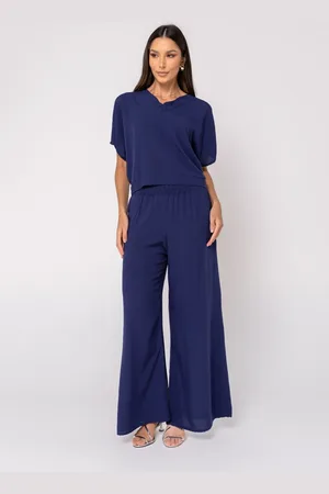 Salvatore Fashion Conjunto Viscolinho Blusa Morcego e Pantalona Salvatore
