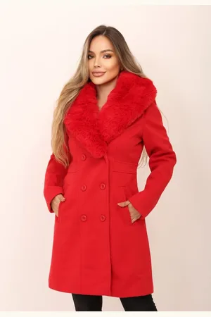 Cia do Vestido Jaqueta Sobretudo Botões com Pelos Inverno Yasminna