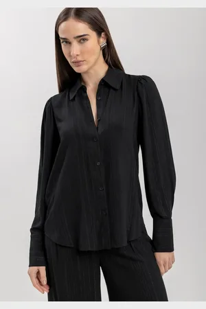 LEZ A LEZ Camisa Alongada De Mangas Amplas Com Botões Em Viscose