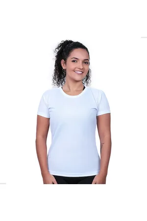 TECHMALHAS Blusa de Academia Feminina Básica Lisa Baby Look Branca