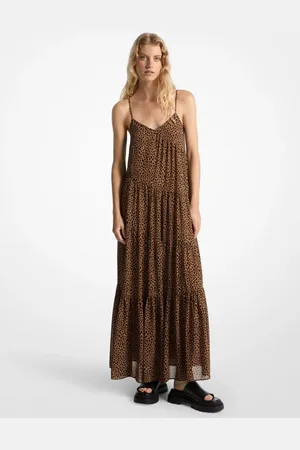 Michael Kors Vestido Longo Maxi Com Estampa De Onça Mr582idgry214