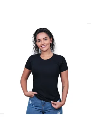TECHMALHAS Blusa Feminina Baby Look De Algodão Lisa