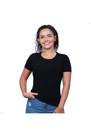 TECHMALHAS Blusinha Feminina Baby Look Básica Viscolycra Preta