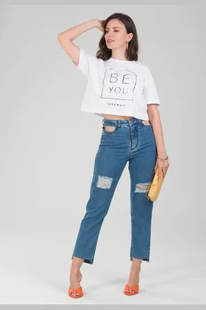 Traymon Calça Jeans Boot Cut Com Vazado Claro