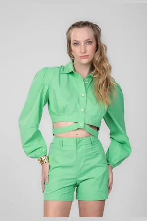 Traymon Camisa Cropped Com Recortes