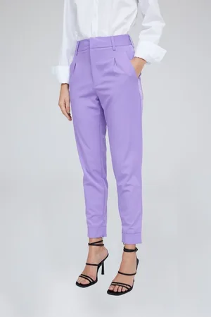 Traymon Calça Alfaiataria Cintura Alta Lilas