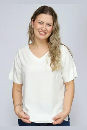 Pau a Pique Blusa Viscose Básica Off White OFF WHITE - XL