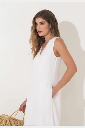 Traymon Vestido Linho Midi Com Fendas