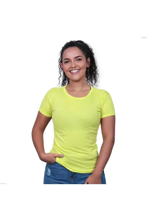 TECHMALHAS Blusinha Feminina Baby Look Básica Viscolycra Amarela
