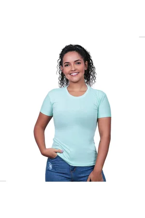 TECHMALHAS Blusinha Feminina Baby Look Básica Viscolycra Água