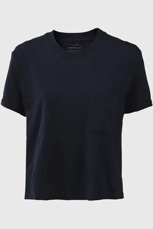 Calvin Klein Camiseta Reta Flamê Azul-Marinho