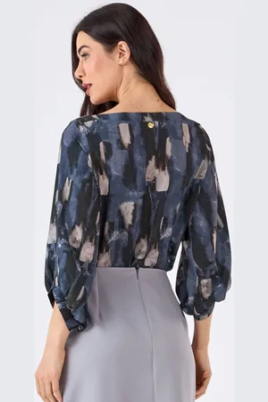 PKS Blusa Manga 7/8 Estampa Blue Stone