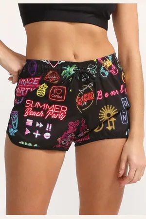 Benellys Shorts Feminino Praia Vintage Neon Preto