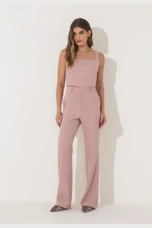 Traymon Calça Alfaiataria Cintura Alta Rose Vintage