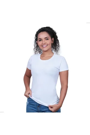 TECHMALHAS Blusa Feminina Baby Look De Algodão Lisa
