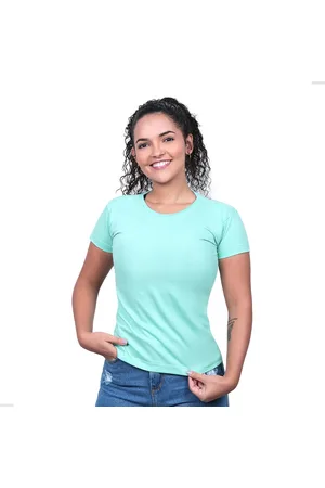 TECHMALHAS Blusa Feminina Baby Look De Algodão Lisa -claro