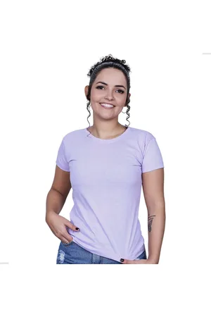 TECHMALHAS Blusa Feminina Baby Look De Algodão Lisa