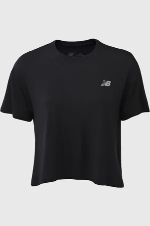 New Balance Camiseta Cropped Reta Drapey Preta