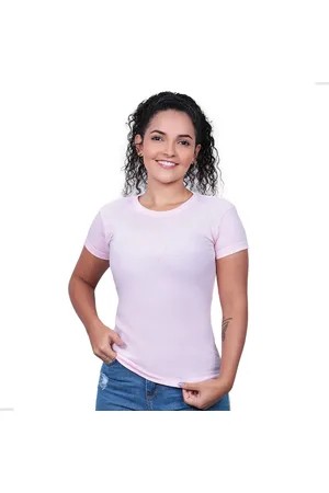 TECHMALHAS Blusa Feminina Baby Look De Algodão Lisa