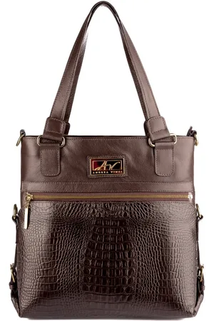 Andrea Vinci Bolsa de couro duas em uma croco Luiza - Café