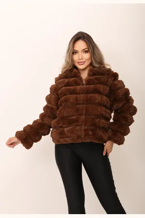 Cia do Vestido Jaqueta Puffer Pelos Teddy Premium Com Capuz Inverno Madalenna