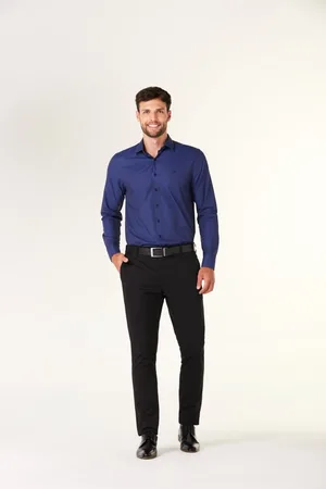 Traymon Camisa Slim Manga Longa Marinho