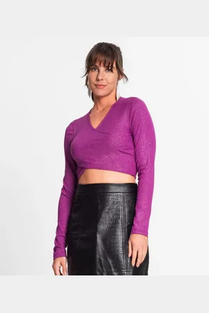 Rovitex Blusa Feminina Em Ribana Canelada Lurex