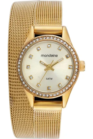 Mondaine Relógio Feminino Cristais Pulseira Dupla Volta