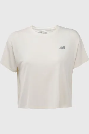 New Balance Camiseta Cropped Reta Drapey Branca