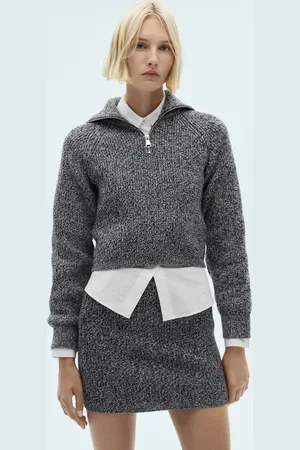 MANGO Saia Tricot Curta Ajustada Grafite