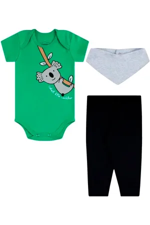 PiftPaft Infantil - Kit 3 Body + 3 Calças + 3 Babador Sortidas Sortido