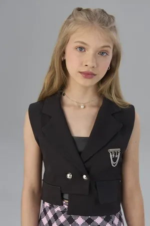 Vic&Vicky Infantil - Colete Infantojuveni Vanilla Cream Heart 18 Preto