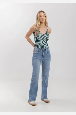 LEZ A LEZ Calça Jeans Reta Com Barra Desfiada E Elastano