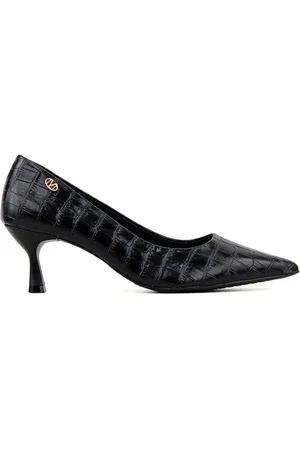 VIA MARTE Scarpin Bico Fino Croco Preto