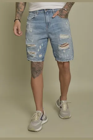 Dialogo Jeans Bermuda Jeans Slim Destroyed com Recortes
