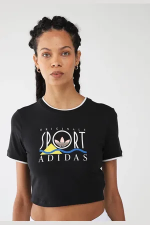 adidas Top Cropped Reto Graphic Bby Tee Preta