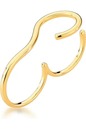 Ania Store Infantil - Anel Duplo Curvo Liso Semijoia Banhada a Ouro 18K