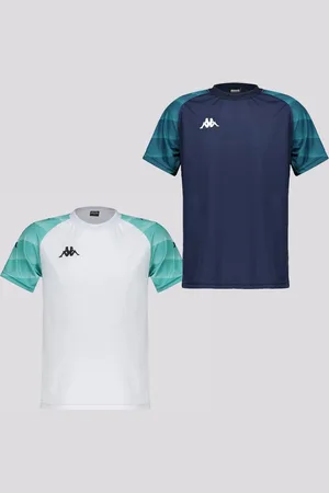Kappa Kit 2 Camisas Raglany Juvenil Marinho e Branca