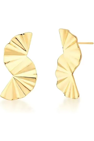 Ania Store Infantil - Brinco Leque Plissé Semijoia Banhado a Ouro 18K