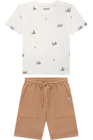 Onda Marinha Infantil - Conjunto Camiseta e Bermuda em Moletinho