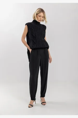 LEZ A LEZ Calça De Alfaiataria Com Cintura Alta Em Crepe De Viscose