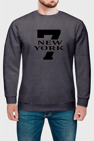 Benellys Moletom Gola Redonda Masculino Flanelado Estampa 7 New York Chumbo