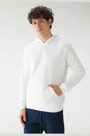 Benellys Blusa de Frio Moletom Canguru Masculino Flanelado Liso Off White