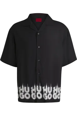 HUGO BOSS Camisa Oversized Com Logo Fumado Na Bainha - P-S