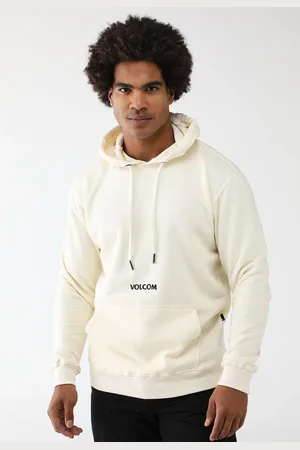 Volcom Blusa de Moletom Fechada Reta Canguru Off-White