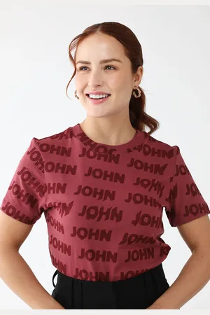 John John Camiseta Reta Logo Vermelha