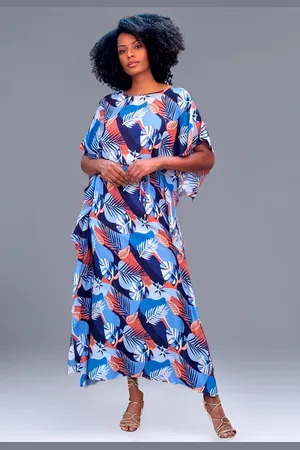 Amazonia Vital Vestido Kaftan Viscose Longo Estampa Jardim Celeste