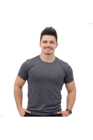 TECHMALHAS Camiseta Chumbo Masculina Básica Algodão Lisa Un Cinza-escuro