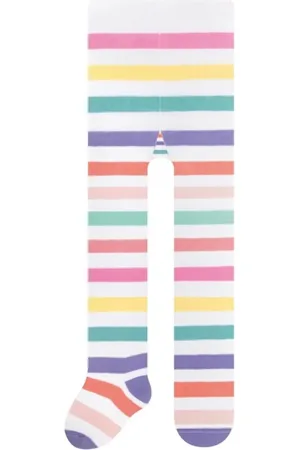 Selene Meia-Calça Listras - Branco e Rosa
