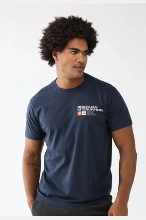 OSKLEN Camiseta Reta Estampada Azul-Marinho
